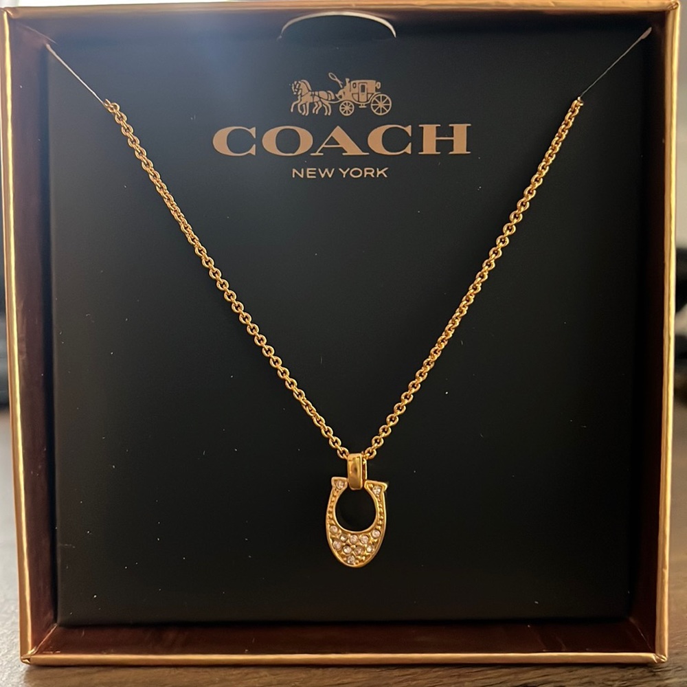Coach Horseshoe Pave Signature Necklace